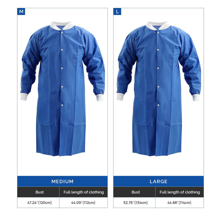 JMU Plus SMS Lab Coat with 3 Pockets Knee Length Dark Blue 1pc/bag - JMU DENTAL INC