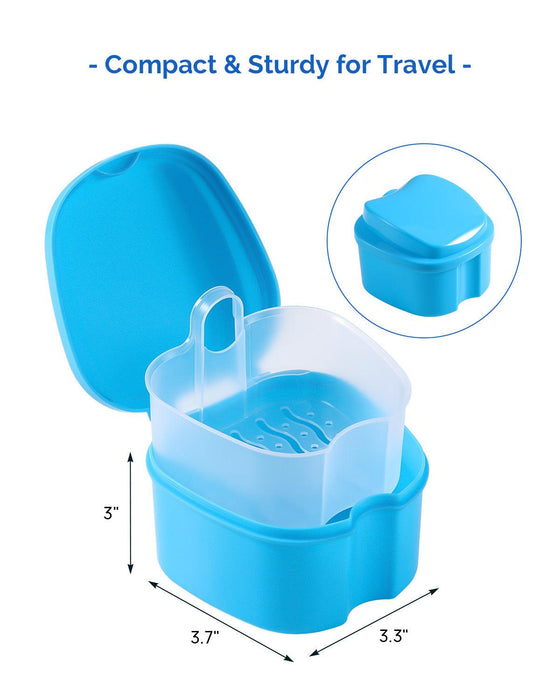 JMU Denture Bath Case Retainer Box with Strainer Apple Shaped - JMU DENTAL INC