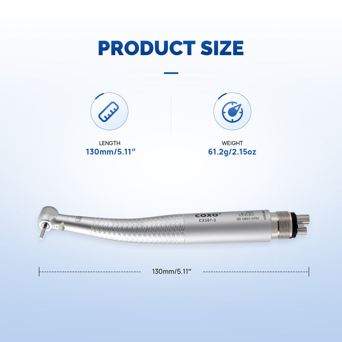 COXO CX207-2 LED High-Speed Air Turbine Handpiece Mini Head with Led Lighting - JMU DENTAL INC