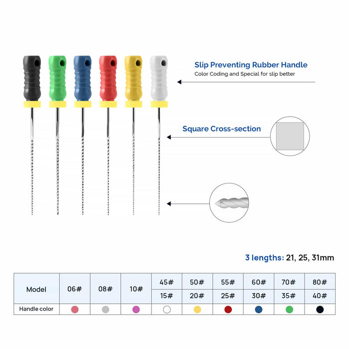 JMU HAND USE FILES K-FILES Stainless Steel 6pcs/Pk - JMU DENTAL INC
