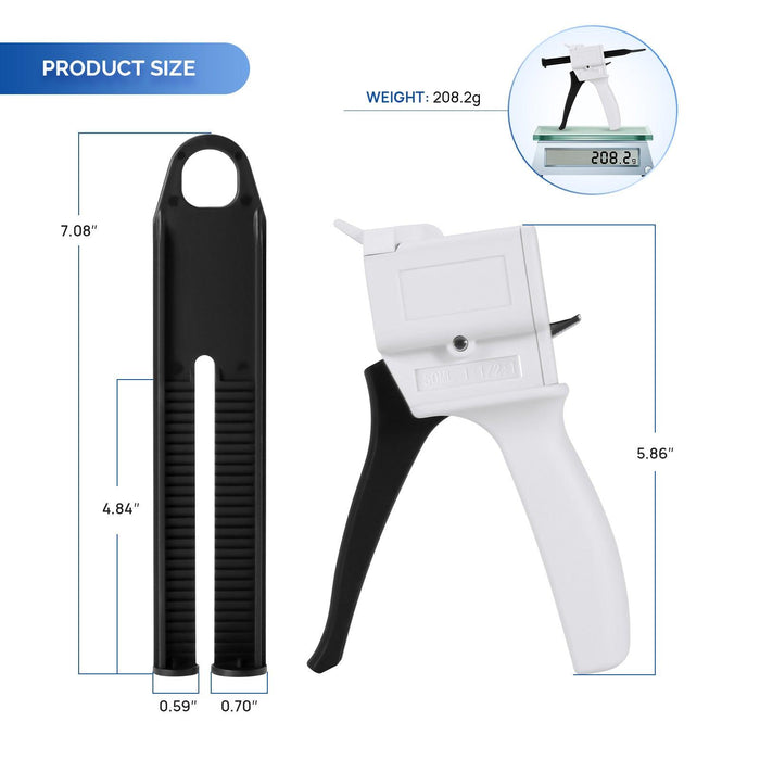 JMU Dental Impression Mixing Dispenser Gun Universal 50ml 1:1/2:1 Ratio - JMU DENTAL INC
