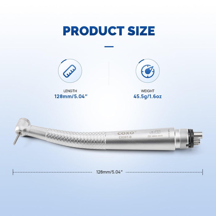COXO CX207-B Mini Head High-speed Air Turbine Handpiece, 390,000~485,000rpm, 1-port spray, 4-hole coupler. # H03-MP4 - JMU Dental