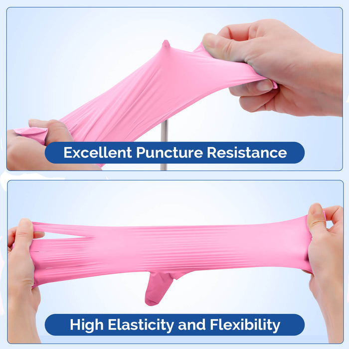 JMU Disposable Nitrile Exam Gloves Pink Powder Free 4 Mil XS/S/M/L/XL 200Pcs/Box - JMU DENTAL INC