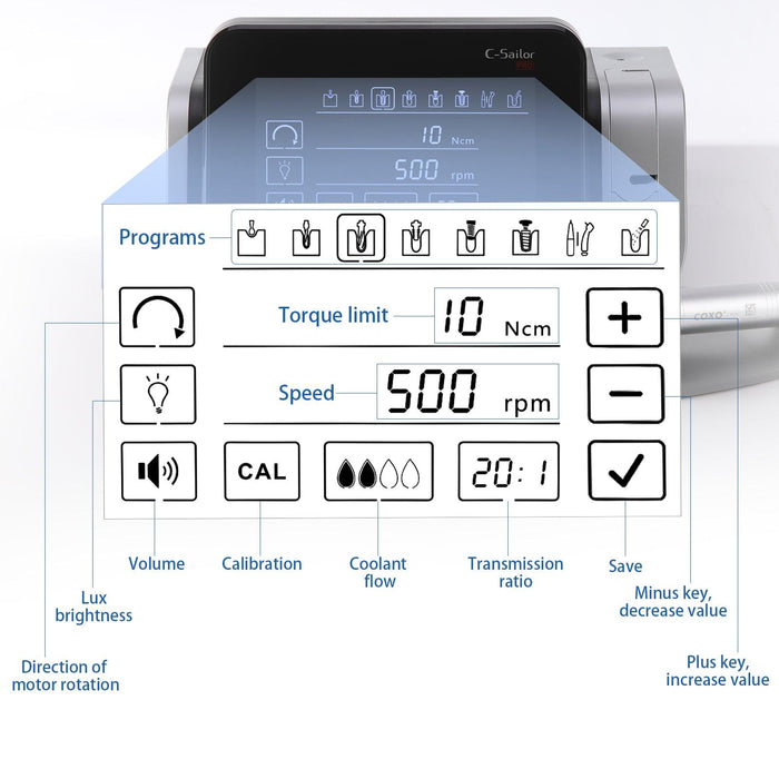 COXO Dental Implantation System, W/ (20:1) Fiber Optic Contra Angle Handpiece, #C-SAILOR PRO - JMU Dental