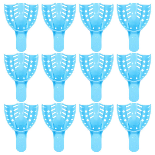 JMU Disposable Dental Impression Trays Blue Perforated 12Pcs/Bag - JMU DENTAL INC