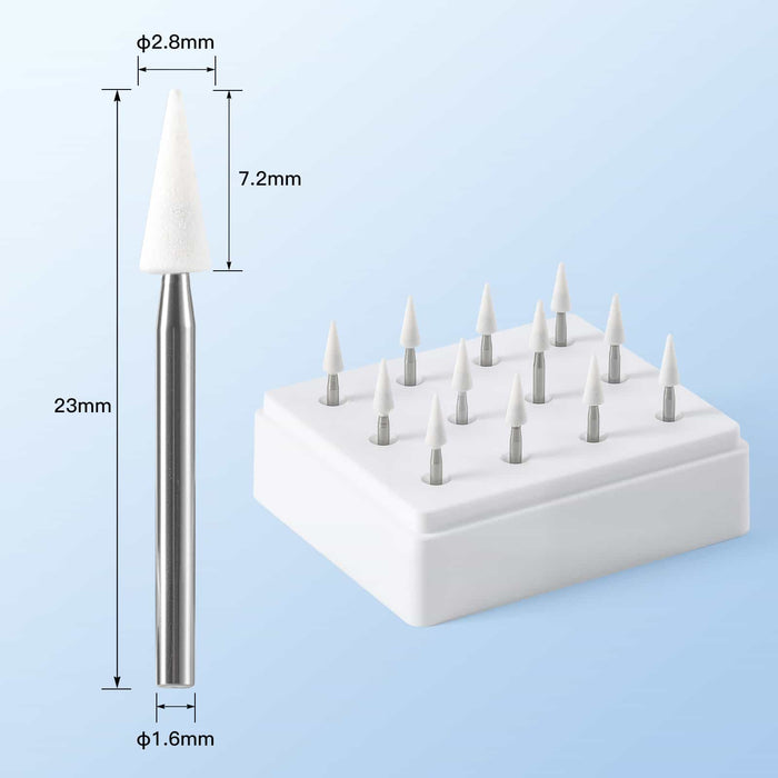 JMU Dental FG White Mounted Stone Flame Shape/Pointed Cone 12pk - JMU DENTAL INC