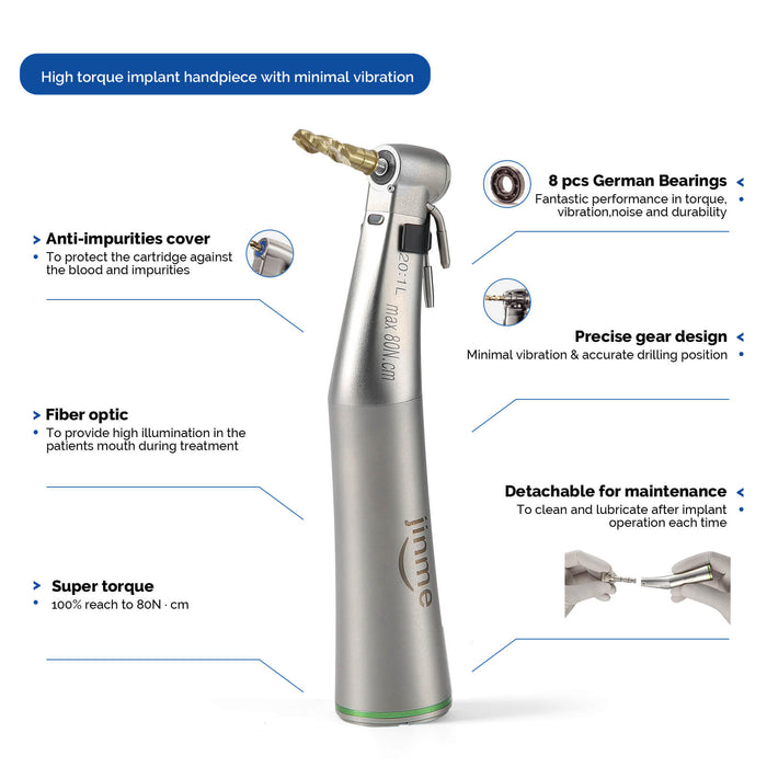 Jinme 20:1 Dental Implant Contra Angle Handpiece - JMU DENTAL INC
