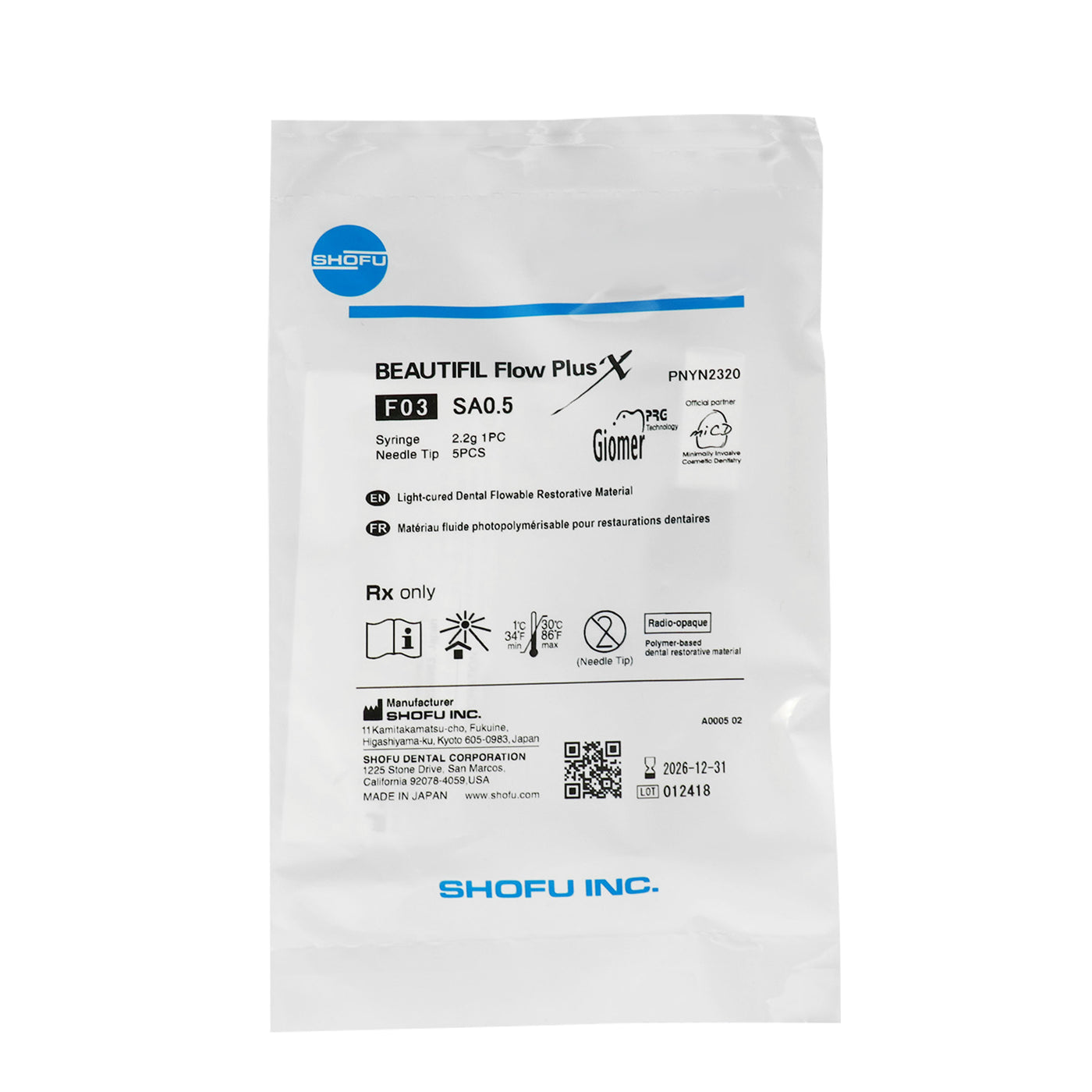 Shofu Beautifil Flow Plus X F03 Syringe 2.2g | JMU Dental