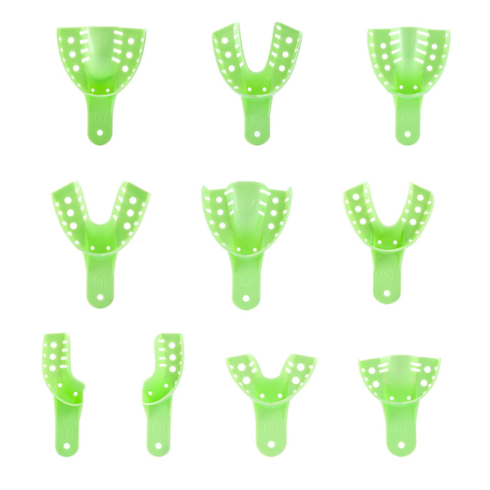 JMU Disposable Dental Impression Trays Green Perforated 12Pcs/Bag - JMU DENTAL INC