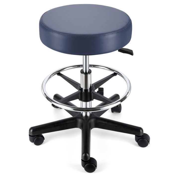 JMU Dental Round Rolling Stool with Adjustable Height & Footrest - JMU Dental