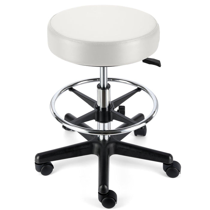 JMU Dental Round Rolling Stool with Adjustable Height & Footrest - JMU Dental