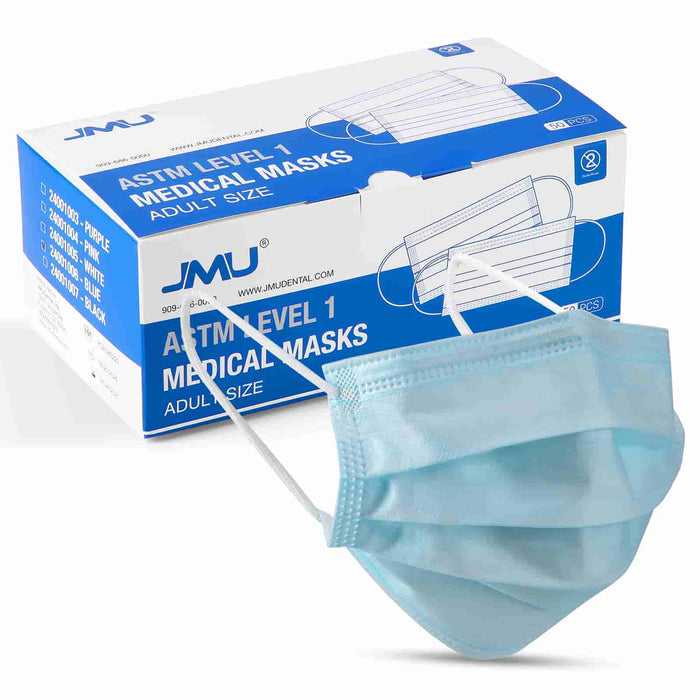 JMU Dental Disposable Medical Face Masks 3-Ply ASTM Level 1 Multicolor for Adults 50Pcs/Box - JMU DENTAL INC