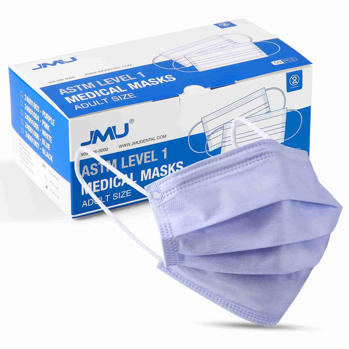 JMU Dental Disposable Medical Face Masks 3-Ply ASTM Level 1 Multicolor for Adults 50Pcs/Box - JMU DENTAL INC