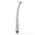 An image of a metallic COXO CX207-B Mini Head High-speed Air Turbine Handpiece, 390,000~485,000rpm, 1-port spray, 4-hole coupler. # H03-MP4 with a small drill bit at the end. The handle features a textured grip and the brand name "COXO" is prominently visible along with some technical specifications etched on the surface. The Mini Head design stands out against the plain white background.