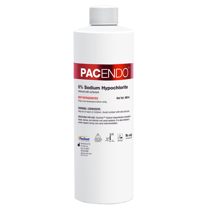 PacEndo 6% Sodium Hypochlorite Refill Bottle 480 ml/16 oz with 1 x Luer-Lock Dispensing Cap - JMU DENTAL INC