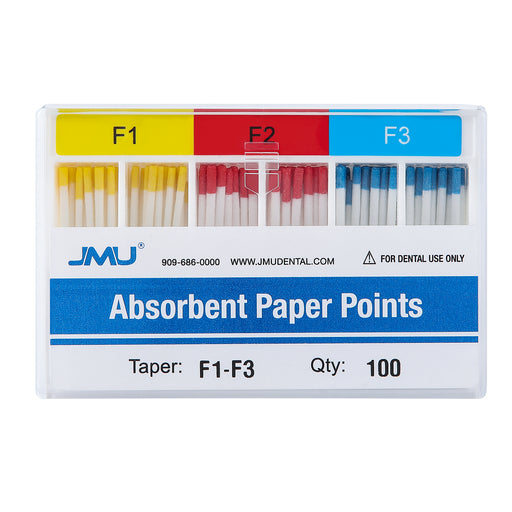 JMU Dental Absorbent Paper Points #F1-F3 Assorted Color-coded 100pcs/Pack - JMU DENTAL INC