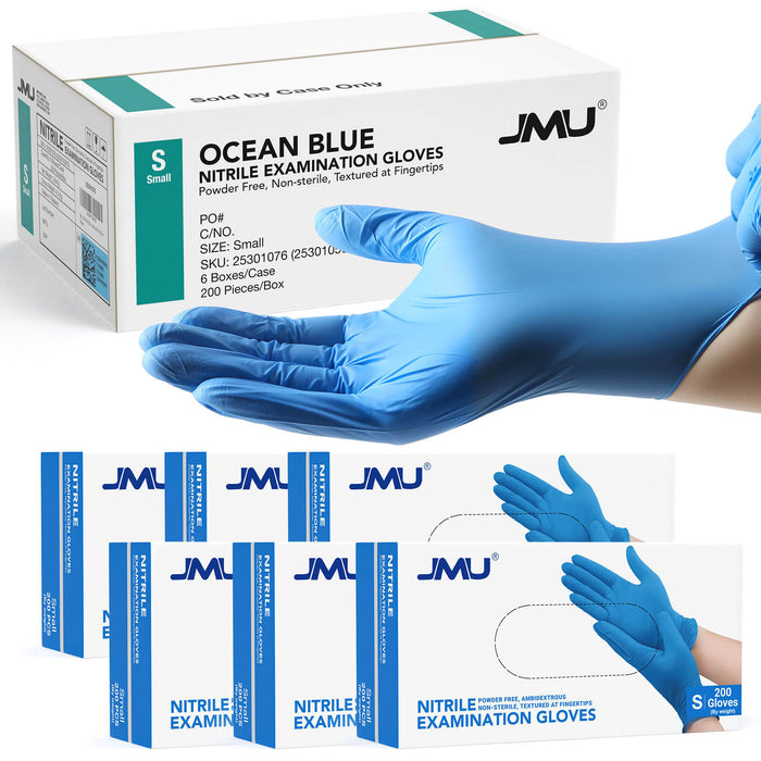 JMU Nitrile Exam Gloves Blue 3.5 Mil Latex Free Powder Free 200Pcs/Box - JMU DENTAL INC