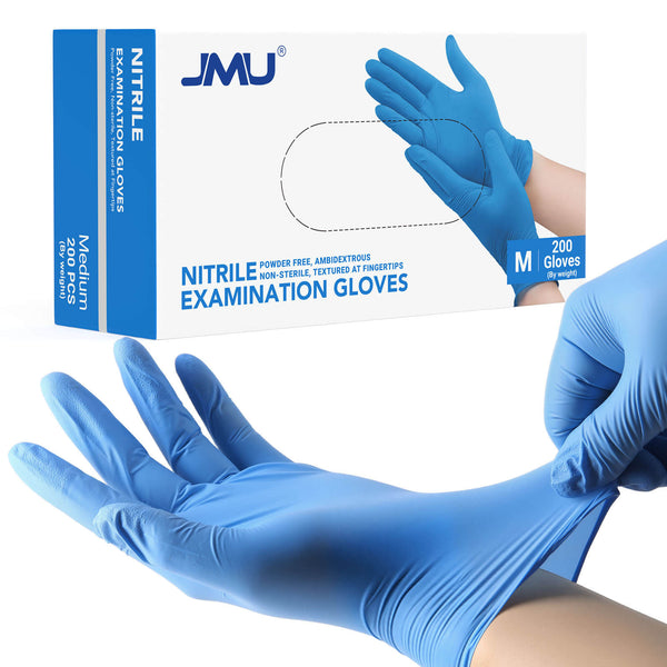 JMU Nitrile Exam Gloves Blue 3.5 Mil Latex Free Powder Free 200Pcs/Box - JMU DENTAL INC