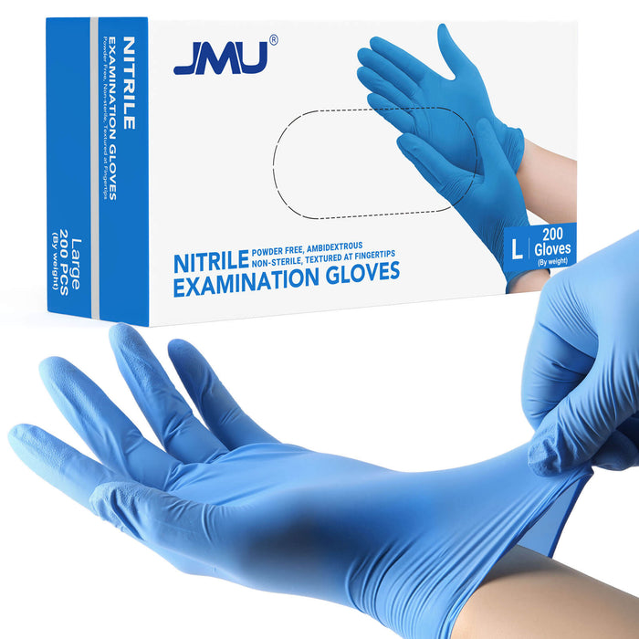 JMU Nitrile Exam Gloves Blue 3.5 Mil Latex Free Powder Free 200Pcs/Box - JMU DENTAL INC