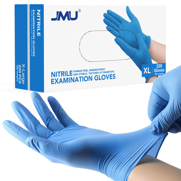 JMU Nitrile Exam Gloves Blue 3.5 Mil Latex Free Powder Free 200Pcs/Box - JMU DENTAL INC