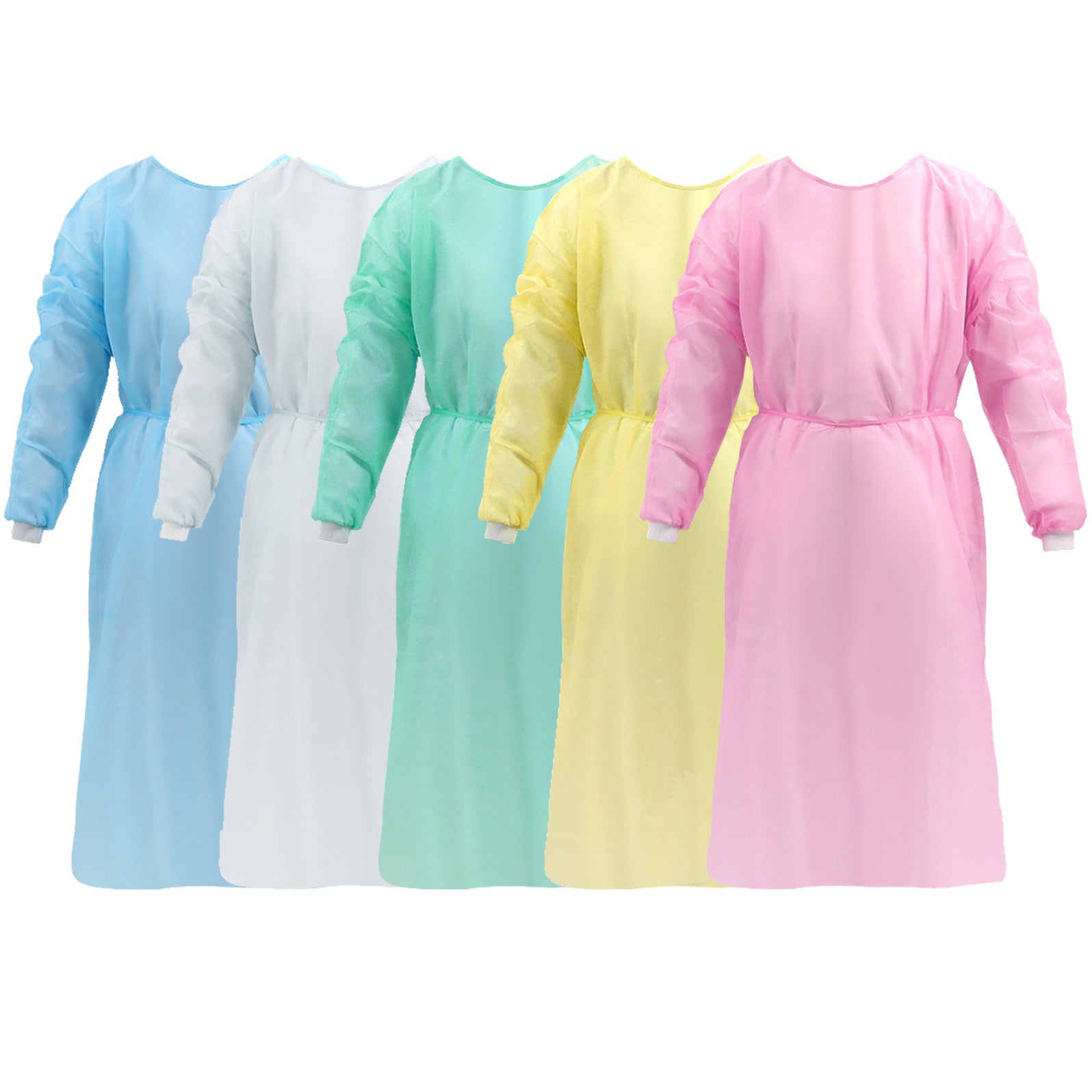 JMU Dental Disposable Isolation Gowns PP Knitted Cuff 5 Colors 120x140