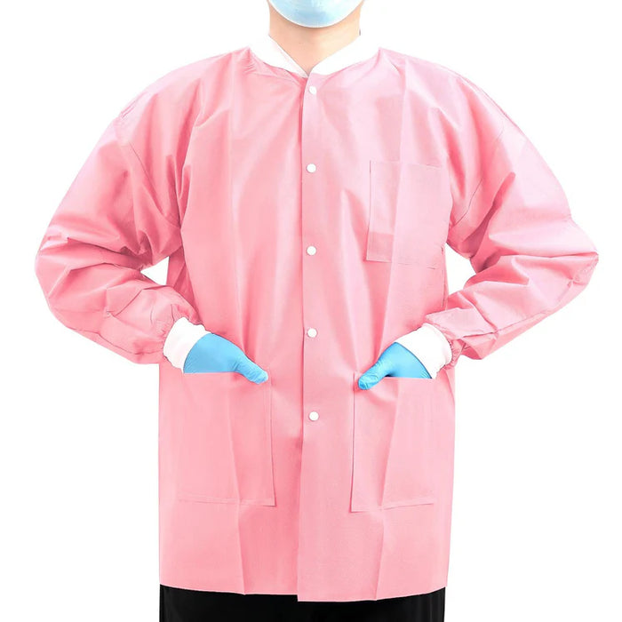 JMU Disposable SMS Lab Jackets Lab Coats Unisex Hip-Length Uniform w/Pockets 3 Color