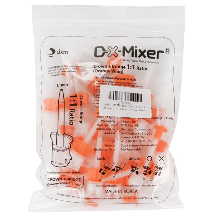 DX-Mixer Dental HP Mixing Tips Crown&Bridge 1:1 Ratio 48/Pk - JMU DENTAL INC