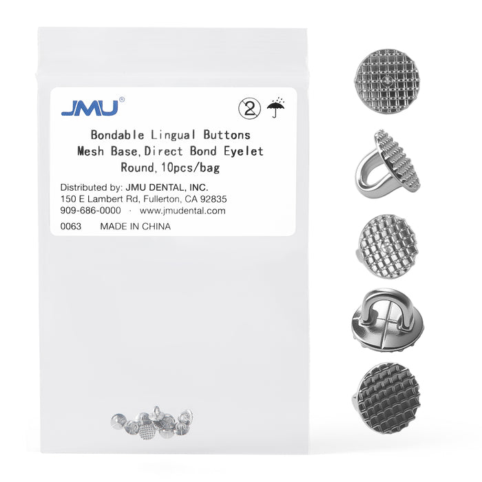 JMU Lingual Buttons Mesh Base Direct Bond Eyelet Round/Rectangular 10pcs/bag