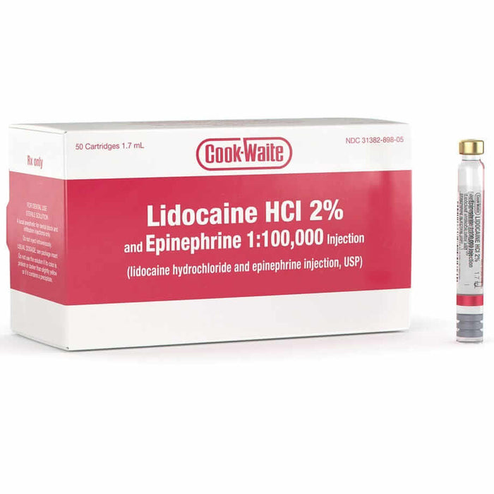 Cook-Waite Lidocaine HCl 2% with Epinephrine 50/PK - JMU DENTAL INC