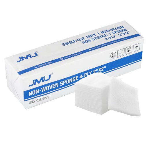 JMU Gauze Pads Non-Woven Sponge 4-Ply 2"x2" 5000pcs/case - JMU DENTAL INC