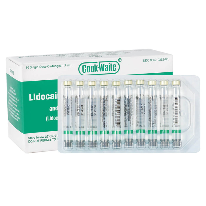Cook-Waite Lidocaine HCl 2% with Epinephrine 50/PK - JMU DENTAL INC