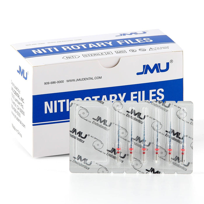 JMU NITI ROTARY FILES, RC-B ONLY FILES, #25(21mm), Sterilized Packing, 6pcs/Pk, (BLUE) - JMU Dental