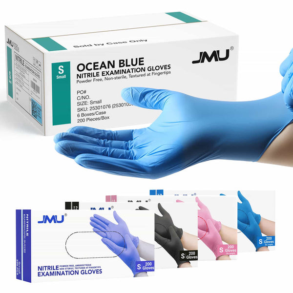 JMU Nitrile Exam Gloves Powder Free Disposable Medical Latex Free 3.5 Mil 4 Clolors 1200/Case - JMU DENTAL INC