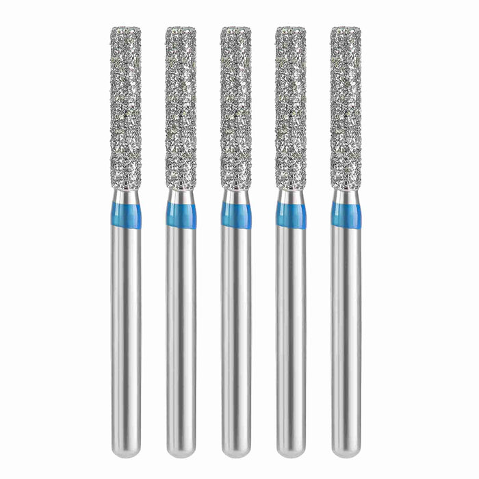 JMU Dental Diamond Burs FG Medium Grit Flat End Cylinder 5/Pk - JMU DENTAL INC