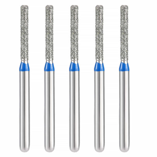 JMU Dental Diamond Burs FG Medium Grit Flat End Cylinder 5/Pk - JMU DENTAL INC