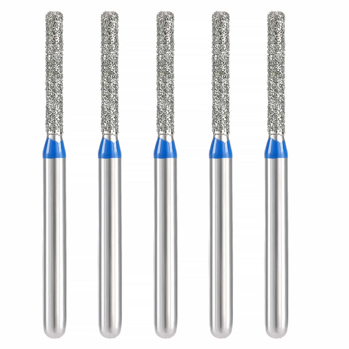 JMU Dental Diamond Burs FG Medium Grit Flat End Cylinder 5/Pk - JMU DENTAL INC
