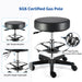 JMU Dental Round Rolling Stool with Adjustable Height & Footrest - JMU Dental