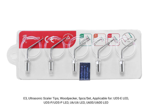 Woodpecker E3 Ultrasonic Scaler Tips 5pcs/Set- jmudental.com