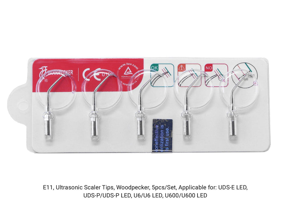 Woodpecker E11 Ultrasonic Scaler Tips 5pcs/Set- jmudental.com