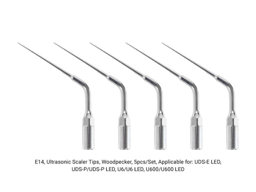 Woodpecker E14 Ultrasonic Scaler Tips 5pcs/Set- jmudental.com