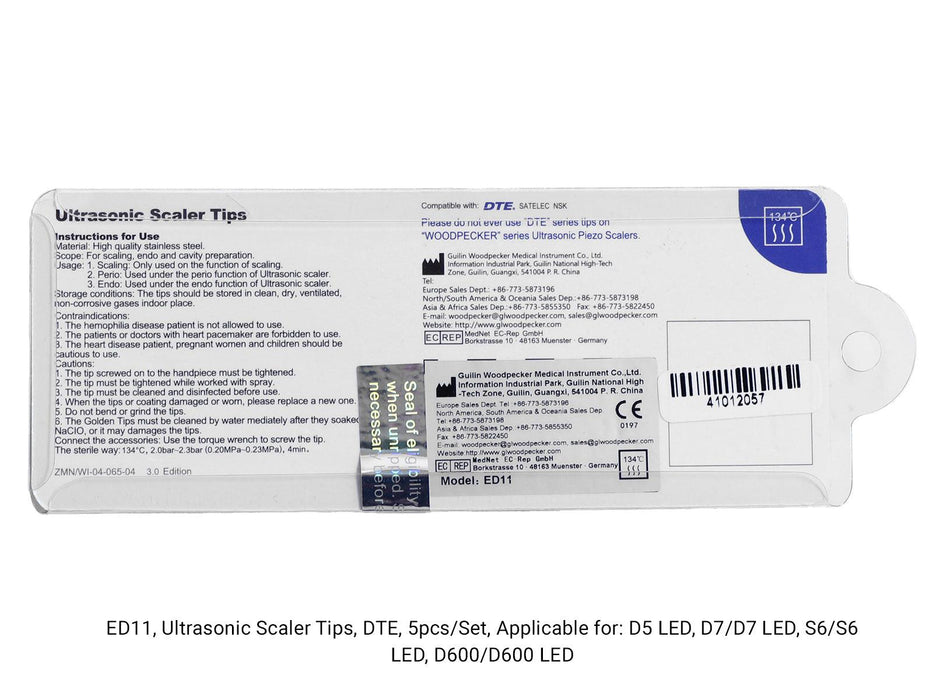 Woodpecker ED11 Ultrasonic Scaler DTE Tips 5pcs/Set - jmudental.com