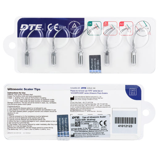 Woodpecker GD6 Ultrasonic Scaler DTE Tips 5pcs/Set - JMU DENTAL INC