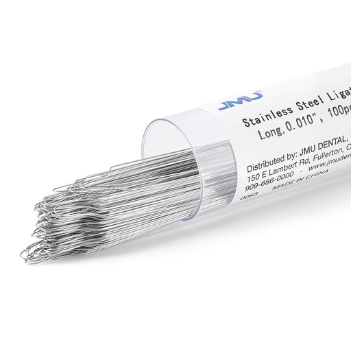 JMU Stainless Steel Preformed Ligature Ties Twisted Long 100pcs/bottle - JMU DENTAL INC