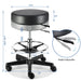 JMU Dental Round Rolling Stool with Adjustable Height & Footrest - JMU Dental