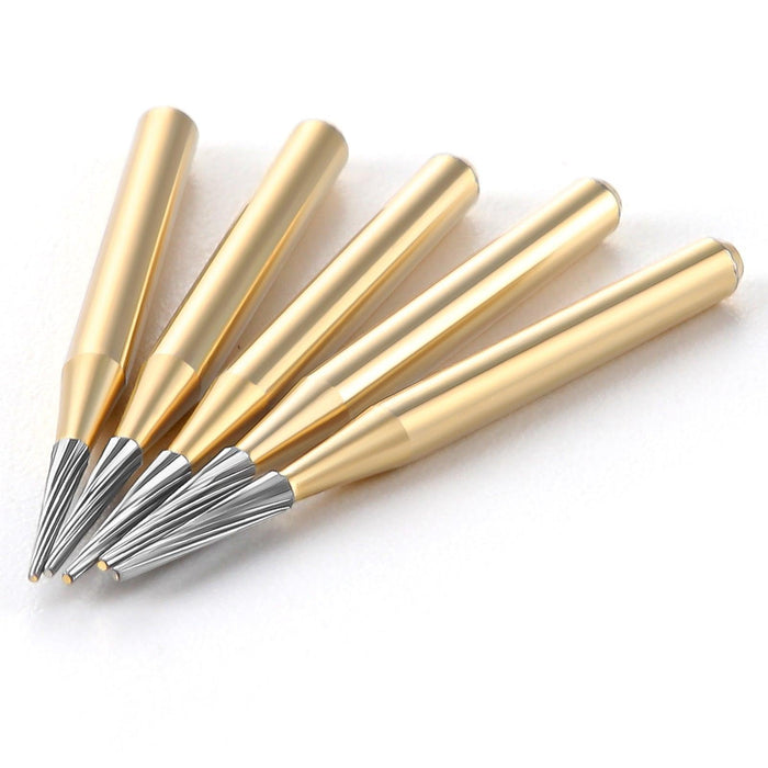 JMU Trimming&Finishing Carbide Burs, Taper Fissure (Truncated Conical), 12 Blades, FG #7214, 5/pk - JMU Dental