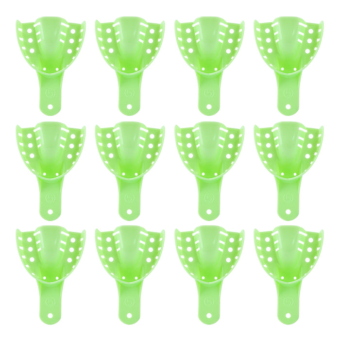 JMU Disposable Dental Impression Trays Green Perforated 12Pcs/Bag - JMU DENTAL INC
