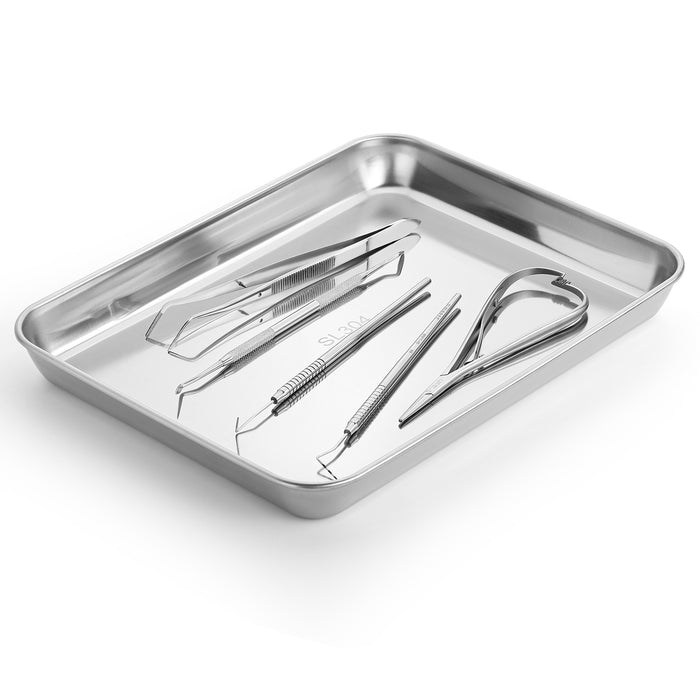 JMU Dental Flat Tray SL 304 Stainless Steel 10.2"x7.9"x1.2" 2PCS/Bag - JMU DENTAL INC