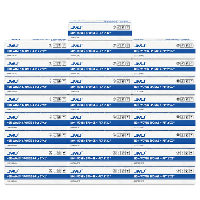 JMU Gauze Pads Non-Woven Sponge 4-Ply 2"x2" 5000pcs/case - JMU DENTAL INC