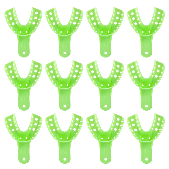 JMU Disposable Dental Impression Trays Green Perforated 12Pcs/Bag - JMU DENTAL INC