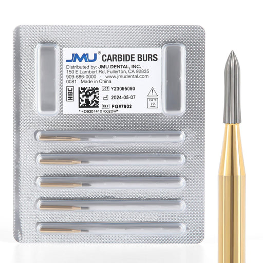 JMU Trimming&Finishing Carbide Burs, Needle, 12 Blades, 5/pk - JMU Dental
